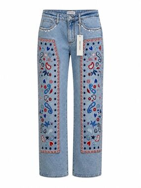 Driftwood Jeans Women’s Size 26 Embroidered Straight Leg Denim